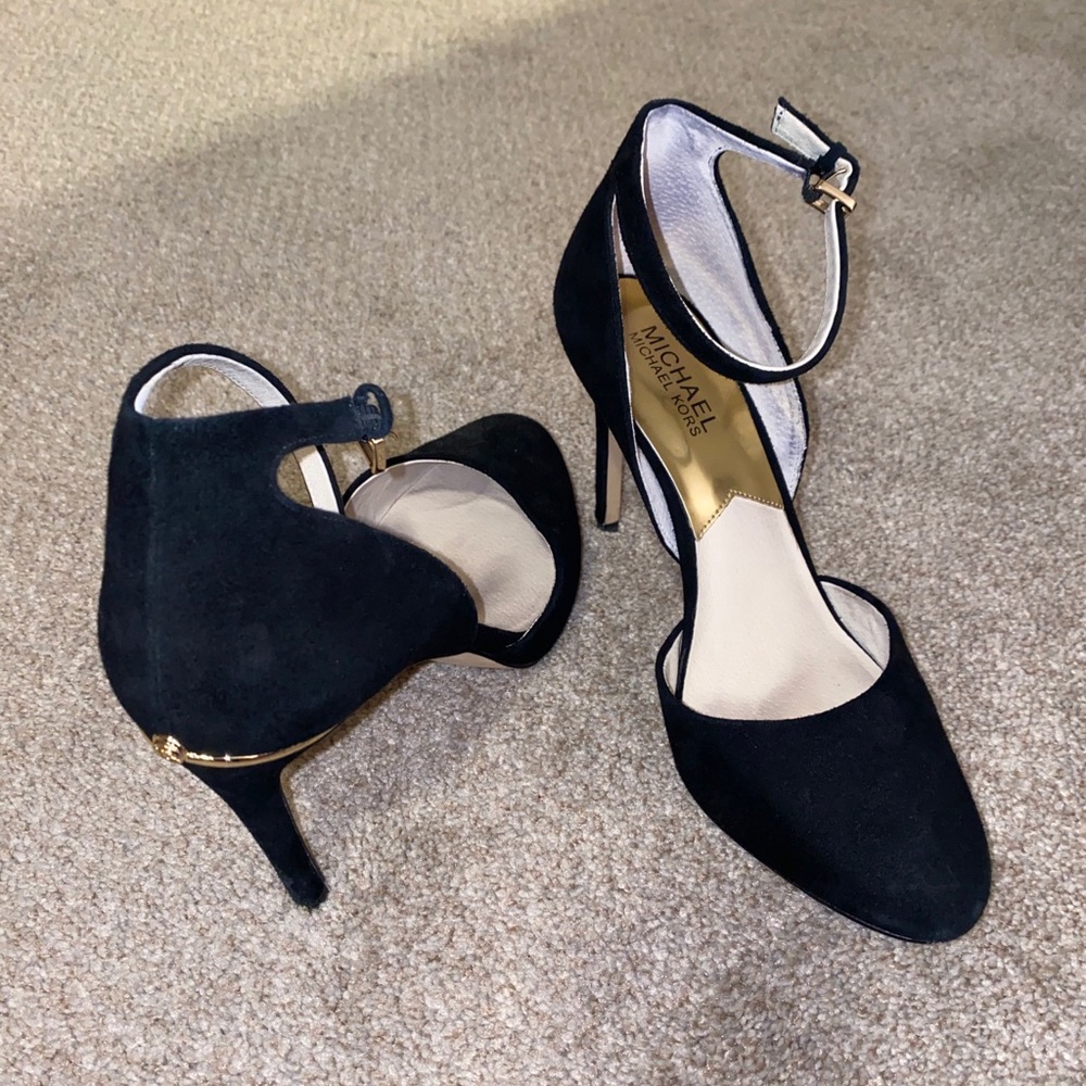 Michael Kors Suede Mary Jane Heels Pumps Black 8